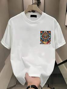 Nueva camiseta de manga corta para mujer de 180g,% algodón - Camiseta casual versátil con estampado de verano para hombre - Camiseta con estampado de verano para parejas - Unisex - Regalo para vacaciones - Negro - Ver 7