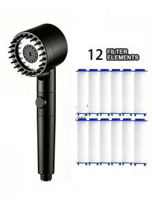 3-Mode High Pressure Handheld Shower Head With Massage Function, One-Touch Shut-Off Massage Shower Head With 12 Replacement Filters, Wall-Mounted, ABS Plastic Material With Polished Surface, Round Design, Modern Minimalist Style, Suitable For Home And Hotel Bathrooms, Essential Accessory For Modern Bathrooms And RVs, Upgrade Your Bathroom For A Spa-Like Bathing Experience, Ideal Gift Choice - Multicolor - View 15
