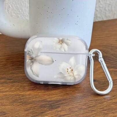 Ốp bảo vệ mềm trong suốt in hình hoa ly, khóa cài bạc, chống rơi vỡ, tương thích với Apple 1/2/3/Pro, kèm hộp đựng tai nghe.