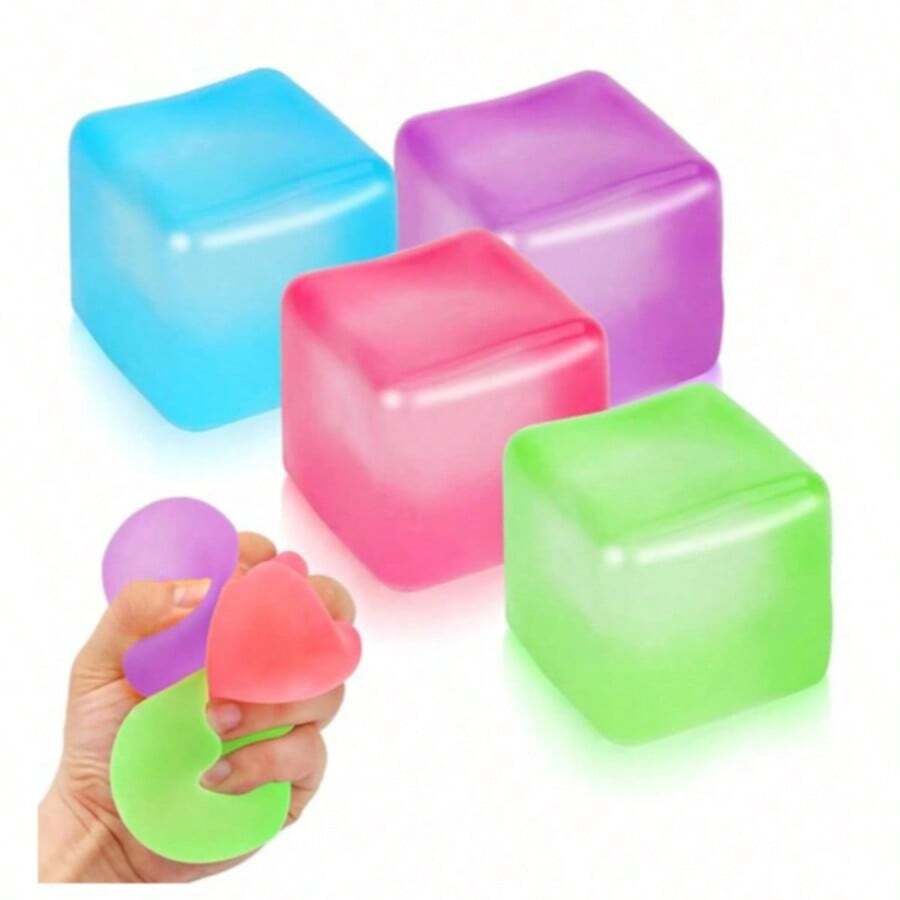 1pc Pressure Cube, Squeeze Toy Stress Relief Ball Decompression Cube Modeling Dough Ball - Multicolor - View 1