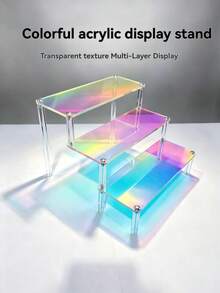 1pc Acrylic Cosmetic Storage Rack, Multi-Layer Transparent Display Stand For Perfume, Skincare, Makeup, Suitable For Bathroom, Bedroom, Home Decor, Sturdy Trapezoid Design - Clear - View 9