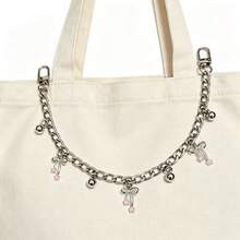 1pc Bag Chain Strap Decor, Star & Bow Pendant Shoulder Bag Accessory, Handbag Hanging Chain, Luggage Decoration, Holiday Gift, Women Bag Charm Accessories Travel Essential Holiday Essential - Silver - View 3