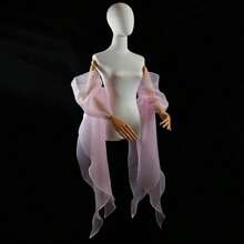 1pc White Organza Bridal Long Sleeve Arm Sleeves With Ribbon, Puff Sleeves, Detachable Black/Pink/Purple Decor Sleeves Bridal Accessory - Multicolor - View 17