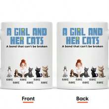 Uma Garota e Seus Gatos - Caneca Personalizada, Presente para Filha, Caneca com Retrato Personalizado de Animal de Estimação, Presente para o Dia das Mães, Caneca Personalizada com Foto de Cachorro ou Gato, Presente Único para Amantes de Animais de Estimação e Mães de Cachorros/Gatos, Caneca de Café Personalizada com Cachorro Gato, Caneca de Mãe de Cachorro, Presente para Amante de Animais de Estimação, Caneca de Fotos Personalizadas de 11oz, Nomes, Texto, Adequada para Beber em Todas as Estações, Presentes para Namorado, Namorada, Melhor Amigo. - Caneca para animais de estimação com nome em C - Visão 12