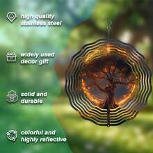 3D金属曼陀罗花旋转风铃,带360°旋转挂钩 - 户外花园装饰,庭院悬挂风铃,艺术树形设计,无需电池,花园点缀 | 树形剪影 | 悬挂式花园艺术品,户外风铃(不含吊坠),款式随机 - A - 查看 5