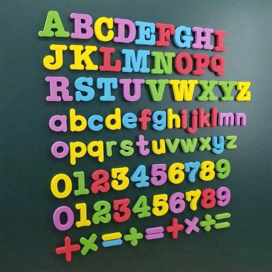 26-79pcs Magnetic English Letters And Numbers Fridge Magnets, Educational Teaching Aids, Suitable For Home Decor, Refrigerator Magnets, Holiday Decoration, Graduation Ceremony, Halloween, Christmas (Random Color For This Batch)