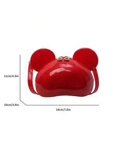 Fashion Spring/Summer Jelly Ear Design Cute Cartoon Mini Shoulder Crossbody Bag, Cell Phone Pouch, Coin Purse, Valentine's Day Gift - 紅色 - 查看 11