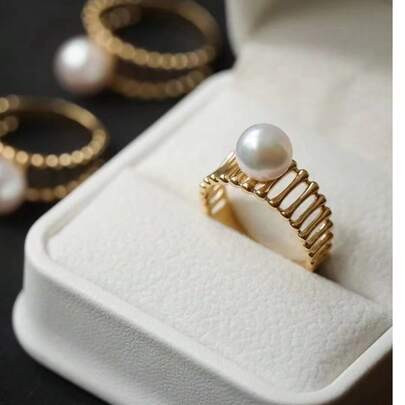 1pc Classic Minimalist Faux Pearl Hollow Ring, Suitable For Daily Commute And Versatile Wear