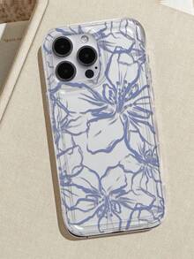 Blue Line Art Hibiscus Flower Print Clear Case Compatible With IPhone 13/15/16/17pro/17/14/17/15pro/15 Plus/15 Promax/7plus/8plus/X/Xs Max/Xr/11pro/12pro/13pro/14pro/12mini/13mini/11promax/12promax/13promax/14promax/14plus/17pro Max/17Air/6/6s Plus/7/8/16Pro/16plus/16promax/Se2/17promax&Compatible With Samsung Galaxy/A54/A14/A12/A13/A15/A32/A33/A24/A52S/S20/S21/S22/S23/S24/S23Plus/S24ultra/S25/A15/A33/A23/A07/A17/S26/A56/A57 - Multicolor - View 3