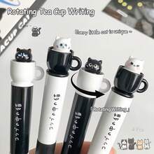 1 Set Animal Cat Dog And Cute Pink Rabbit Style Neutral Ballpoint Pen, Creative Rotating Cup Ballpoint Pen, 0.5mm, Quick-Drying Black Ink, Fun Stress-Relief Rotating Refill, Silicone Sleeve, Quick-Drying, 0.5mm Black Pen Suitable For Office, Back To School, Holiday Gifts. Diary, School, Office Supplies Cute Pen Suitable For Women And Men - MURA Pens - View 6