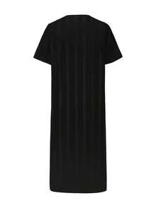 Túnica larga de estilo de Oriente Medio para hombres, túnica larga bordada en negro y dorado, corte holgado, uso diario musulmán - Negro - Ver 3