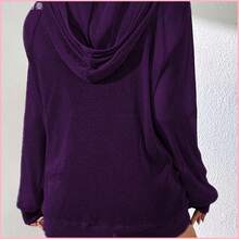 Lightweight And Sheer Elegance Hooded Top - Blue - View 3