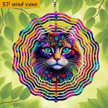1个3D彩色花卉图案旋转装饰品，10英寸*10英寸，带旋转挂钩，360° DIY创意风车，风力驱动旋转，安装简便，适合作为圣诞节、万圣节和其他节日礼物（不含吊坠），款式随机。 - A - 查看 9