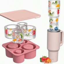 Bộ 4 khuôn làm đá bằng silicon tái sử dụng kèm nắp, phù hợp với cốc 20oz, 30oz, 40oz, thích hợp cho mùa tựu trường. - Nhiều màu - Xem 2