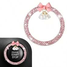 Anillo decorativo con lazo de cristal Bling Bling para el interruptor de encendido del automóvil, diseño de cristal brillante, protección de tecla de inicio de un solo toque, accesorio universal para el interior del automóvil - Anillo de inicio con diamantes y mariposas engastadas - Ver 14