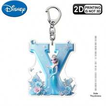 Móc khóa acrylic Disney, in 2D bề mặt phẳng, 1 móc khóa acrylic Disney, 26 chữ cái tiếng Anh, hình công chúa Elsa trong phim Frozen với họa tiết hoa, móc khóa túi xách dễ thương, móc khóa đôi, móc khóa xe hơi, quà sinh nhật cho fan Frozen, bề mặt phẳng 2D, lựa chọn hoàn hảo cho các dịp lễ. - Nhiều màu - Xem 17