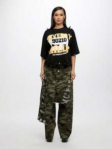 90210 Condado de Los Ángeles Camiseta Gráfica Oversize de Moda Estilo Casual Urbano Ocio Universitario Estilo Universitario Televisión Cultura Pop Festival Ropa de Verano - Negro - Ver 4
