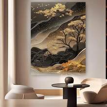 Enmarcado Póster y materiales impresos 2D planos, 1 unidad, pintura sobre lienzo con marco, paisaje en blanco y negro y dorado,  para el hogar, oficina, bar, cafetería, aula, dormitorio, baño, regalo navideño, Día del Padre, Día de la Independencia, ceremonia de graduación, Día de los Caídos - Enmarcado - Ver 6
