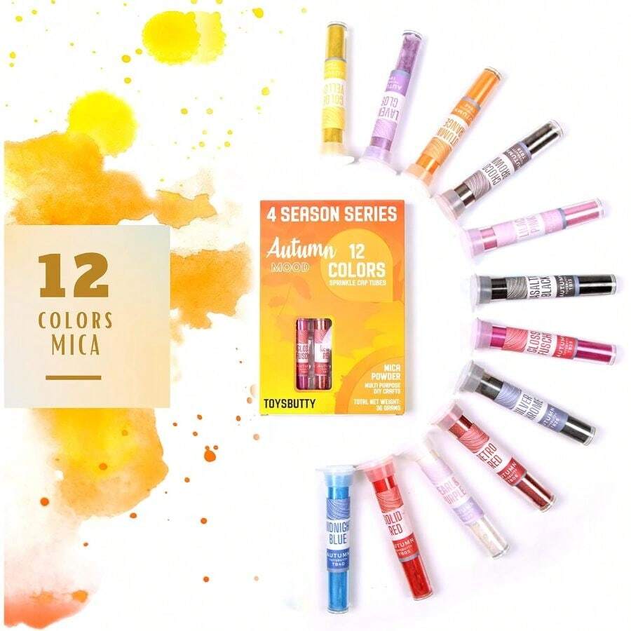 12 Color Mica Powder For Epoxy Resin Pigment Set, Nature Colors Stored In Tubes Pigment Powder, Wax Melts Dye, Back To School - Lavender Purple, Midnight Blue, Red, Pink, Chocola - View 1