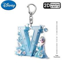 Móc khóa acrylic Disney, in 2D bề mặt phẳng, 1 móc khóa acrylic Disney, 26 chữ cái tiếng Anh, hình công chúa Elsa trong phim Frozen với họa tiết hoa, móc khóa túi xách dễ thương, móc khóa đôi, móc khóa xe hơi, quà sinh nhật cho fan Frozen, bề mặt phẳng 2D, lựa chọn hoàn hảo cho các dịp lễ. - Nhiều màu - Xem 25