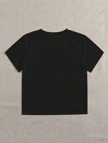This High-Quality, Loose-Fitting Women's Crew Neck T-Shirt Features A Variety Of Prints, Including Lettering, Cartoon Hearts, And Small Animal Designs. It's Perfect For Everyday Casual Wear And Beach Outings. It's Also A Great Choice For Couples' Vacation Outfits. Made From 100% Pure Cotton, This 200-Gram Fabric Is Soft, Comfortable, And A Must-Have For Everyday Wear. - 黑色 - 查看 2