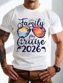 Cruze Familiar 2026 Vacaciones de Verano Camisetas a Juego para la Familia, Camisetas Gráficas para Hombres - Blanco - Ver 6