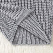 1pc Baby Knit Solid Color Round Neck Pullover Long Sleeve Sweater, Baby Boy Minimalist Style Knit Top, Versatile Outfit For - Grey - View 4