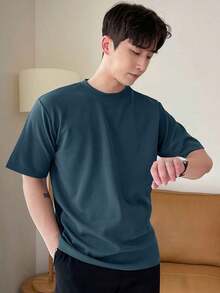 Men's Solid Color Crew Neck T-Shirt - Pink - View 6