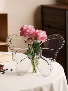1pc Modern Luxury Minimalist Transparent Butterfly Vase Photo Frame Decor, Elegant Decorative Piece For Home And Office, Ideal Gift For Easter, Mother's Day, Friends, Boyfriend/Girlfriend, Family, Teachers, Colleagues, Creative Hydroponic Flower Vase, Acrylic Desktop Ornament - A - View 4