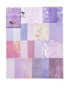 1pack Texture Mixed Material Scrapbook Paper, 26 Sheets Vintage Decorative Material,School Supplies,Back To School - 多色 2 - 查看 7