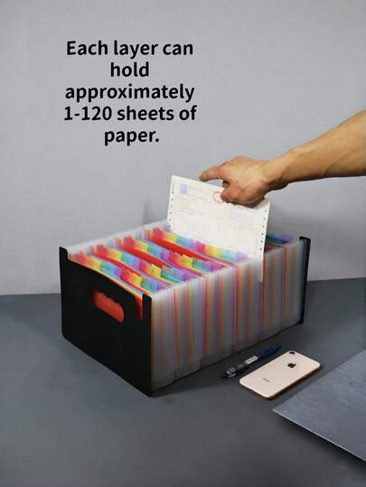 ThinkTex Document Sorter, 12/24/36 Pockets Expandable, Vertical And Open On Top, Administrative Paper Storage, Portable Monthly Invoices Organizer, Tax Receipt Organizer,Coloured Tabs, Letter/A4 Size,Large Capacity Storage, Rainbow Color Pockets Expanding File Folder,Business File Folder, Music Score Holder