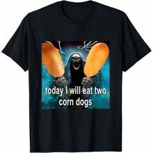 Hoy me comeré dos corn dogs - Camiseta con meme - Negro - Ver 1