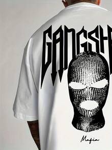 Men's Polyester Mesh T-Shirt, Loose Fit, Bold Geometric 3D Print, Round Neck, Streetwear, 4-Season Stretch Comfort, Lightweight Stretch, Washable, Urban Fashion - 白色 - 查看 4
