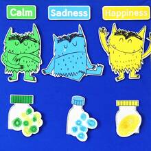 hoojojo 20er Monster Farbenserie Filz-Geschichten-Set, Emotionen-Thema Erzähl-Requisiten Rollenspiel interaktives Zuordnungsspiel, Emotionslernspiel Lehrmittel, Klassenzimmer-Lernmaterialien, Familienaktivität Partyspiel, Schulanfang Halloween Geschenk - Verschiedenfarbig - Übersicht 12
