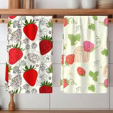2/4/6pcs Set, Dish Towels, Strawberry Pattern Printed Super Absorbent Microfiber Cloths, Modern Kitchen Towels For Cooking And Baking, Dish Cloths, Cleaning Rags, Hand Towels, Tea Towels, Ultra Soft And Highly Absorbent, Kitchen Decor, Gifts For Neighbors, Mothers, Birthdays, Housewarming For Friends, Kitchen Essentials, Daily Necessities - Multicolor - View 6