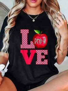 Camiseta de Regalo para Maestros de Preescolar Love Pre-K - Camiseta Casual de Manga Corta con Cuello Redondo, Camisetas para Maestros, Regalo para Maestros, Unisex, Artículos de  Caliente, Suave, Transpirable, Ligera - Cuello Redondo, Corte Regular - Lavable a Máquina, Cómoda Camiseta de Manga Corta con Cuello Redondo, Transpirable y cómoda. - Negro - Ver 1