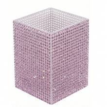 Acrylic Fully Rhinestoned Pen Holder & Makeup Brush Organizer, Luxury Sparkling Desktop Decor, Vanity Desk Pen Holder & Storage Solution - Multicolor - View 9
