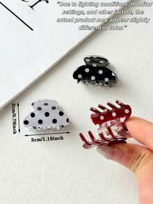 3pcs Elegant Hair Clips For Women, Summer Small Claw Clips, Polka Dot Hair Claw Barrettes, Decorative Hair Accessories For Daily Wear Women Hair Clutch,Holiday,Travel - Multicolor - View 9