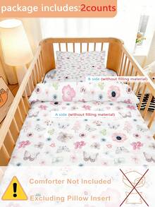 1 Set Of Cartoon Pattern Printed Baby Bedding Set, Polyester Soft Breathable Duvet Cover, Suitable For Gifts, Bedrooms, Babies, All Seasons - Multicolor - View 4