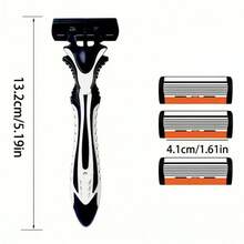 6-Layer Hypoallergenic Stainless Steel Manual Razor With Washable Design - White Handle & Yellow Blades, Ideal For Beard & Mustache Trimming, Durable And Comfortable Grip - Safety Razor - View 4