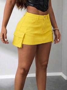 American Camouflage Cargo A-Line Denim Mini Skirt, Slim Fit Sexy Lady Spring/Autumn - Multicolor - Ver 11