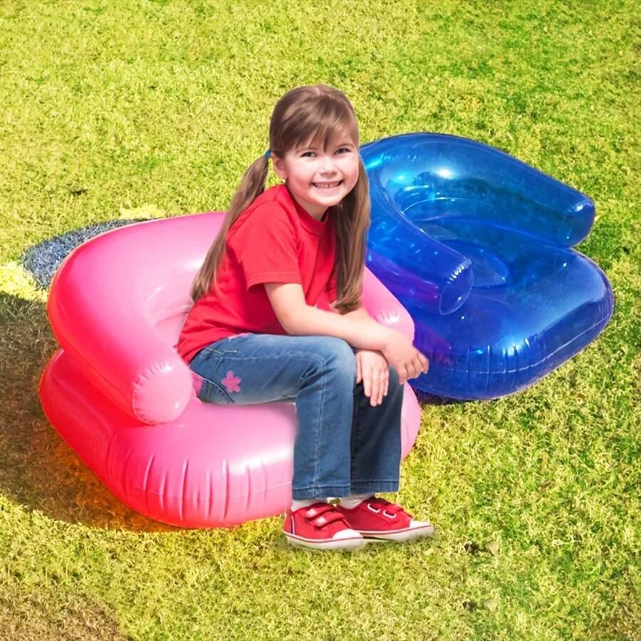 Tumbonas inflables, sofá de aire, silla inflable, accesorios de juego al aire libre, asiento portátil de viaje para acampar en la playa para niños - Rosa S - Ver 1