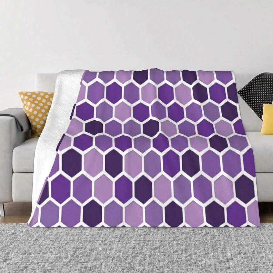 Shades Of Purple Hexagonal Pattern An Ultra-Soft Micro Fleece Blanket - 1 - View 1