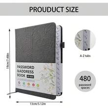 Password Book With Alphabetic Tabs, Address Book B6 With Index A-Z Passwords Notebook Password Manager, Space For 480 Passwords, With Pen Loop, Inner Pocket, Elastic Band (13x 19 Cm, Green) Adults World Book Day - Green - View 3