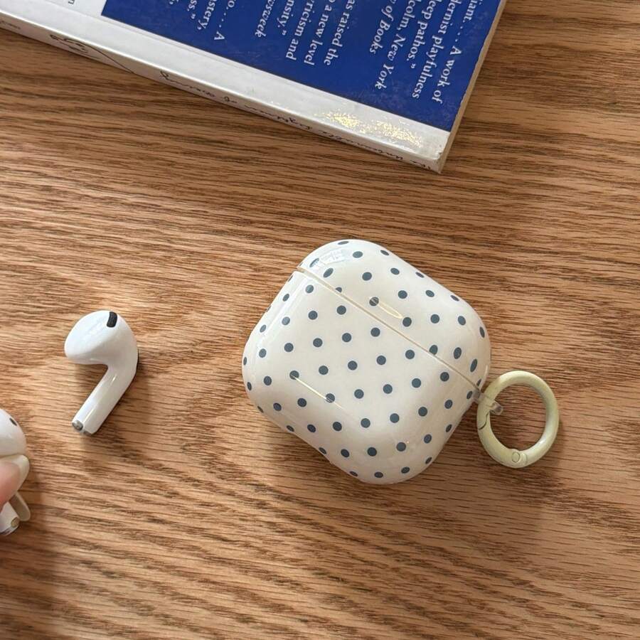 韩式简约奶油蓝波点挂环耳机保护套，兼容 4、Pro 3、苹果耳机，可爱清新春日耳机保护套，兼容 Pro