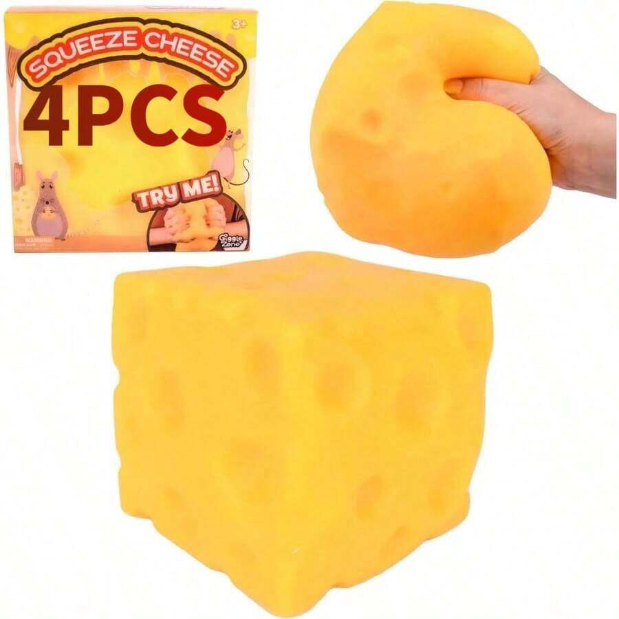 Yellow Squishy Cheese Block, Moldable Slow Rebound Squeeze Fidget Toy, Soft Elastic Tactile Sensory Decompression Gadget, Realistic Fake Food Shaped Hand Kneading Stress Relief Ornament, Portable Relaxation Desk Decor For Home, Office & Classroom, Novelty Gag Gift For Birthday, Holiday & Party Favors, Anti-Anxiety Calming Squishy Play Toy For Kids, Teens And Adults Daily Leisure, Emotional Release & Sensory Stress Relief Accessory - khối lập phương - Xem 1