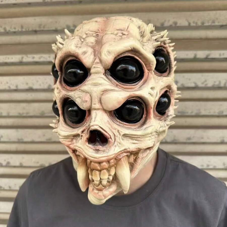 1 buah Topeng Wajah Penuh Monster Alien Bermata Banyak, Properti Cosplay Menakutkan, Aksesori Pesta Halloween & Fiksi Ilmiah, Cocok Untuk Cosplay Sehari-hari dan Pesta - Monster bermata banyak - View 1