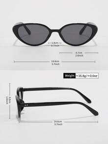 1 Pair Cat Eye Narrow Frame Fashionable Unisex Sunglasses, Suitable For Photography, Makeup, Parties, Celebrations, Street Photography And Various Occasions - Black - View 5