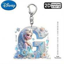 Móc khóa acrylic Disney, in 2D bề mặt phẳng, 1 móc khóa acrylic Disney, 26 chữ cái tiếng Anh, hình công chúa Elsa trong phim Frozen với họa tiết hoa, móc khóa túi xách dễ thương, móc khóa đôi, móc khóa xe hơi, quà sinh nhật cho fan Frozen, bề mặt phẳng 2D, lựa chọn hoàn hảo cho các dịp lễ. - Nhiều màu - Xem 35