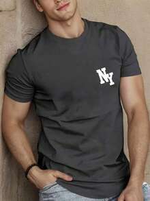 Unisex Camiseta unisex.Para hombres.Manga corta.Camisa T de manga corta.Ropa de primavera.Ropa de verano.Prenda de vestir.Prenda superior.Ancho.Silueta grande.Diseño con estampado.Regalo.Reg - Gris Oscuro - Ver 2